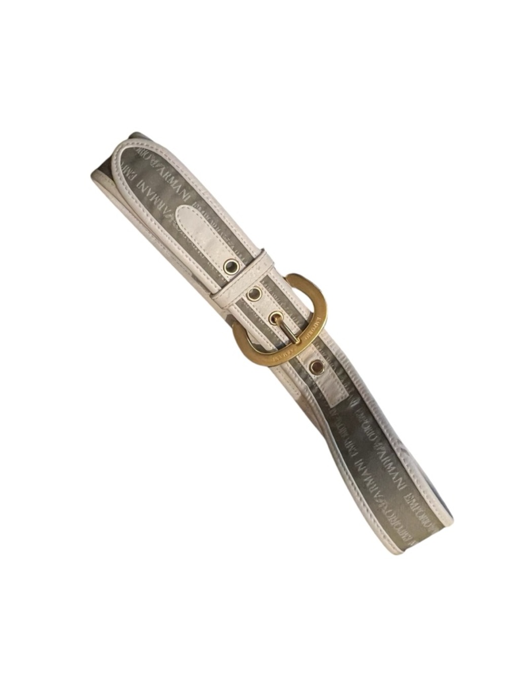 EMPORIO ARMANI canvas and leather trim belt